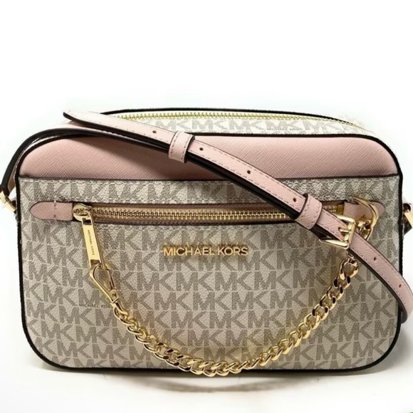Michael Kors Handbags - Michael Kors Beige and Pink Crossbody Bag NWT